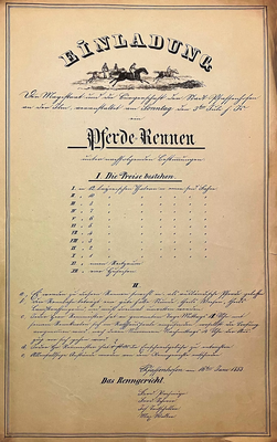 Einladung zum Pferderennen 1853