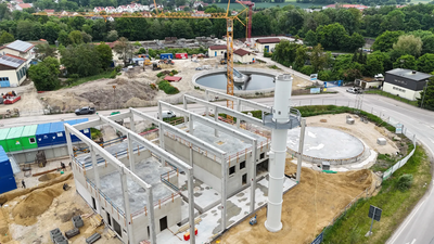 Die Bauarbeiten an der Pfaffenhofener Kläranlage schreiten weiter voran.