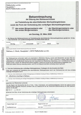 Sitzung Wahlausschuss Stichwahlergebnis Bürgermeister