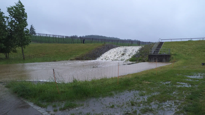 Retentionsbecken wie in Sulzbach können bei Starkregen das Wasser zurückhalten. 