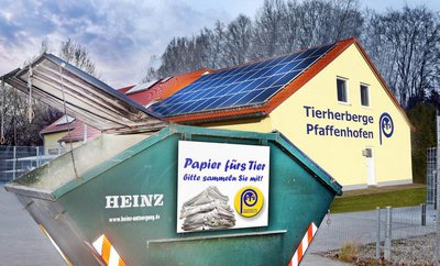 <b>Er steht wieder da!</b> Der neue Container für Altpapier steht jetzt direkt auf einem der Parkplätze der Tierherberge an der Weiberrast (Foto © Paul Ehrenreich)