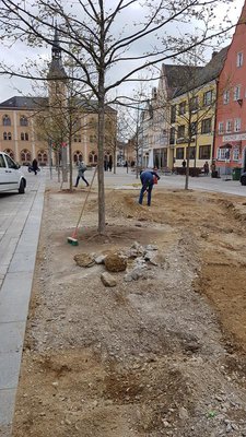 Vorbereitungen für die Spielwiese am Hauptplatz