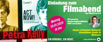 Filmabend "Petra Kelly - Act Now!" mit MdB Leon Eckert