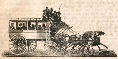 Personennahverkehr im 19. Jahrhundert: Derartige Stellwagen verkehrten zwischen Ingolstadt und Lohhof und machten auch in Pfaffenhofen Halt (1863).