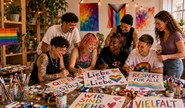 Plakate malen für den CSD Pfaffenhofen