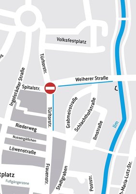 Wasserversorgungsunterbrechung in Teilabschnitt der Türltorstraße und in der Weiherer Straße .