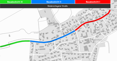 Beginn der Asphaltarbeiten in der Niederscheyerer Straße. Route der Stadtbuslinie 5 geändert.