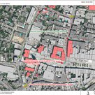 Umleitungsstrecke rot markiert
Einbahnregelung grün markiert