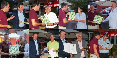 Bürgermeister Herker bedankt sich bei den 2020 aus dem Stadtrat ausgeschiedenen Albert Gürtner, Peter Feßl, Brigitte Axthammer, Hans Bergmeister jun. und Barbara Breher für ihren Einsatz zugunsten der Stadt Pfaffenhofen a. d. Ilm; Kommunale Verdienstmedaillen gingen an Roland Dörfler und Reinhard Haiplik, Kommunale Dankurkunden erhielten Albert Gürtner und Franz Niedermayr.