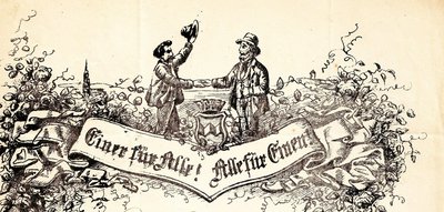 Symbolisch steht das Motto des Hilfsvereins „Gesellschaft Freunde“ für das Miteinander in Vereinen (1873).