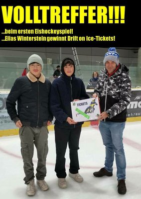 VOLLTREFFER (!): Elias Winterstein aus Berchtesgaden warf den Puck zum Bullypunkt und gewann Drift on Ice-Tickets!