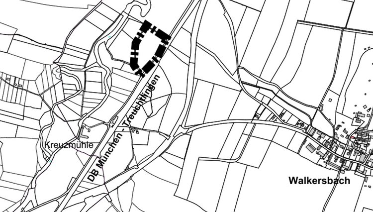 Lageplan des Bebauungsplan Nr. 192 „Sondergebiet Photovoltaik – Am Kaltenbach“ der Stadt Pfaffenhofen a. d. Ilm