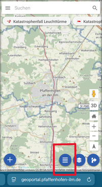 Screenshot Geoportal auf einem Handy
