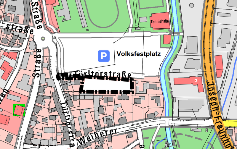 Karte vom Volksfestplatz und Umgebung