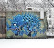 Urban Art, Dinosaurier-Gemälde an einer Wand