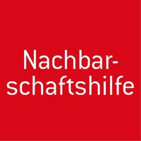 Rotes Feld mit Text: Nachbarschaftshilfe