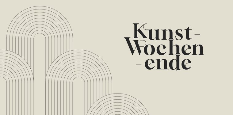 beiger Hintergrund, schwarze Schrift: Kunst-Wochenende