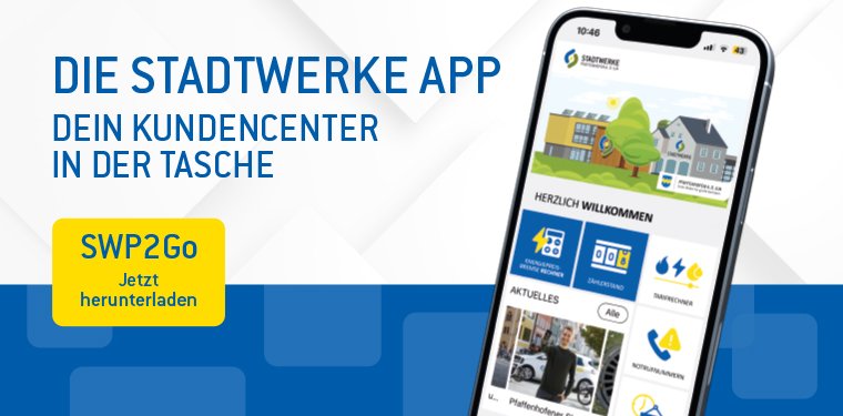 Handy mit geöffneter Stadtwerke-App.