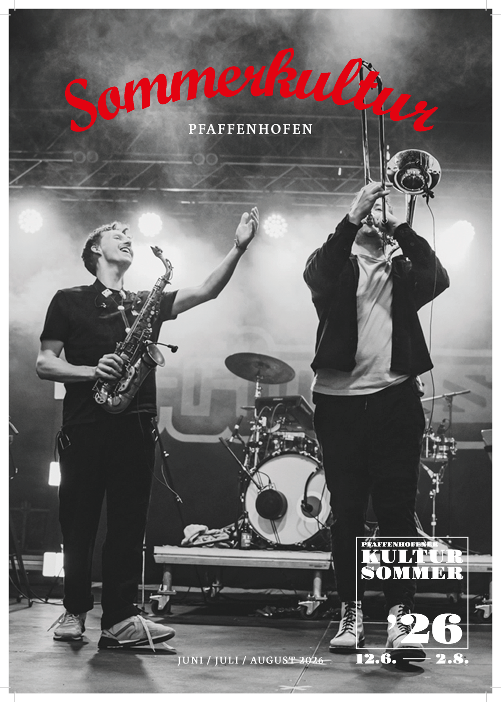 Titel der Sommerkultur 2026; Band Fättes B in schwarz-weiß