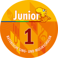 Aufkleber Junior 1: Orange-roter Kreis mit Aufschrift "Junior 1"